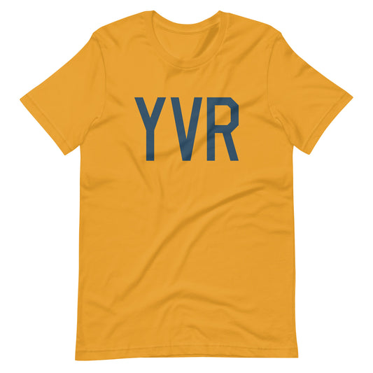 YVR Vancouver Unisex T-Shirt • Air Force Lettering in Arapawa Blue • YHM Designs - Image 02