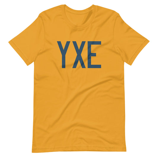 YXE Saskatoon Unisex T-Shirt • Air Force Lettering in Arapawa Blue • YHM Designs - Image 02