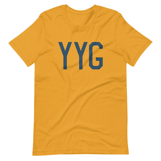 YYG Charlottetown Unisex T-Shirt • Air Force Lettering in Arapawa Blue • YHM Designs - Image 02