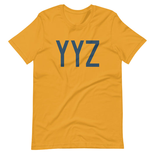 YYZ Toronto Unisex T-Shirt • Air Force Lettering in Arapawa Blue • YHM Designs - Image 02