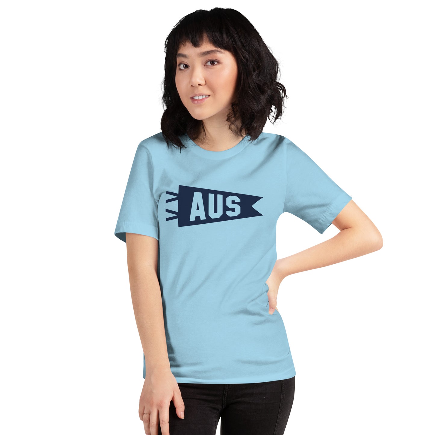 Airport Code T-Shirt - Navy Blue Graphic • AUS Austin • YHM Designs - Image 09