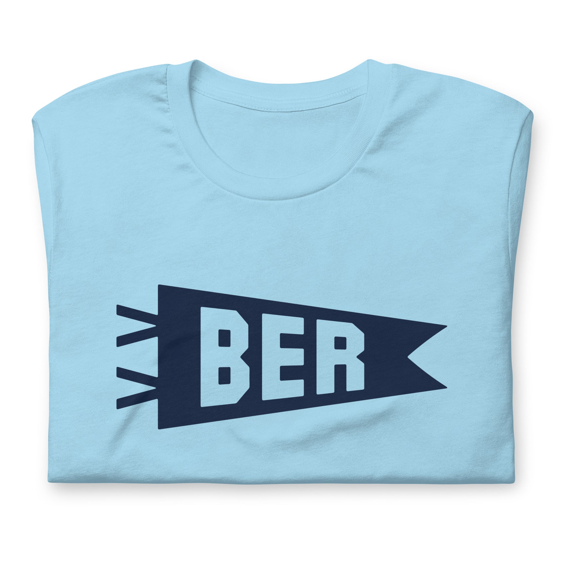 BER Berlin Unisex T-Shirt • Banner Design in Navy Blue • YHM Designs - Image 06