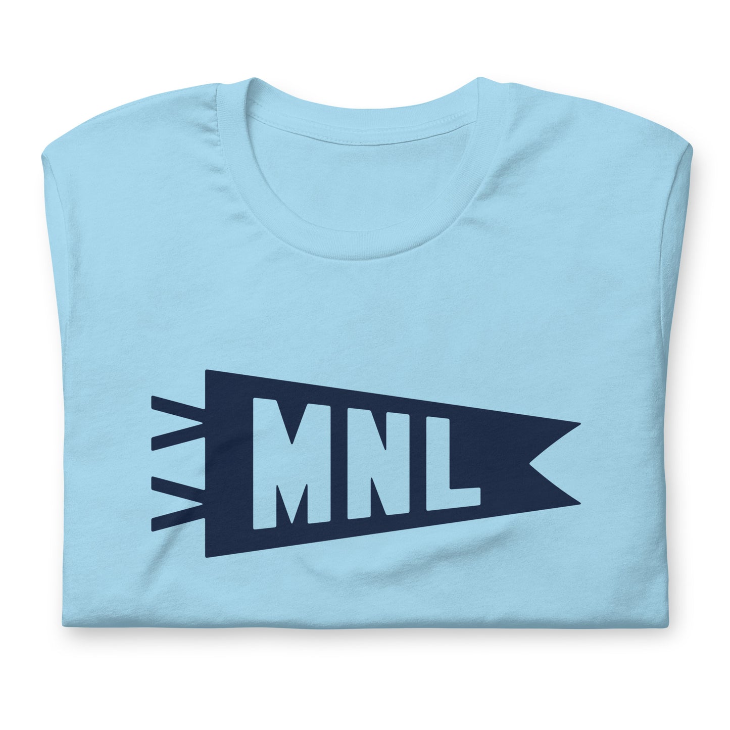 MNL Manila Unisex T-Shirt • Banner Design in Navy Blue • YHM Designs - Image 06