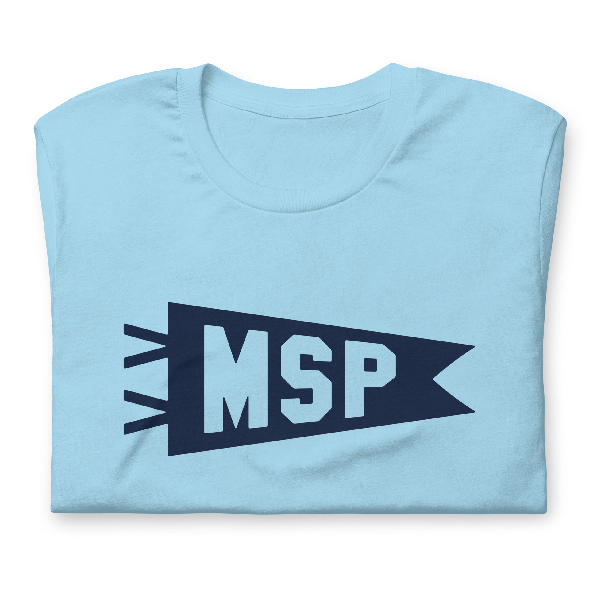 MSP Minneapolis Unisex T-Shirt • Banner Design in Navy Blue • YHM Designs - Image 06