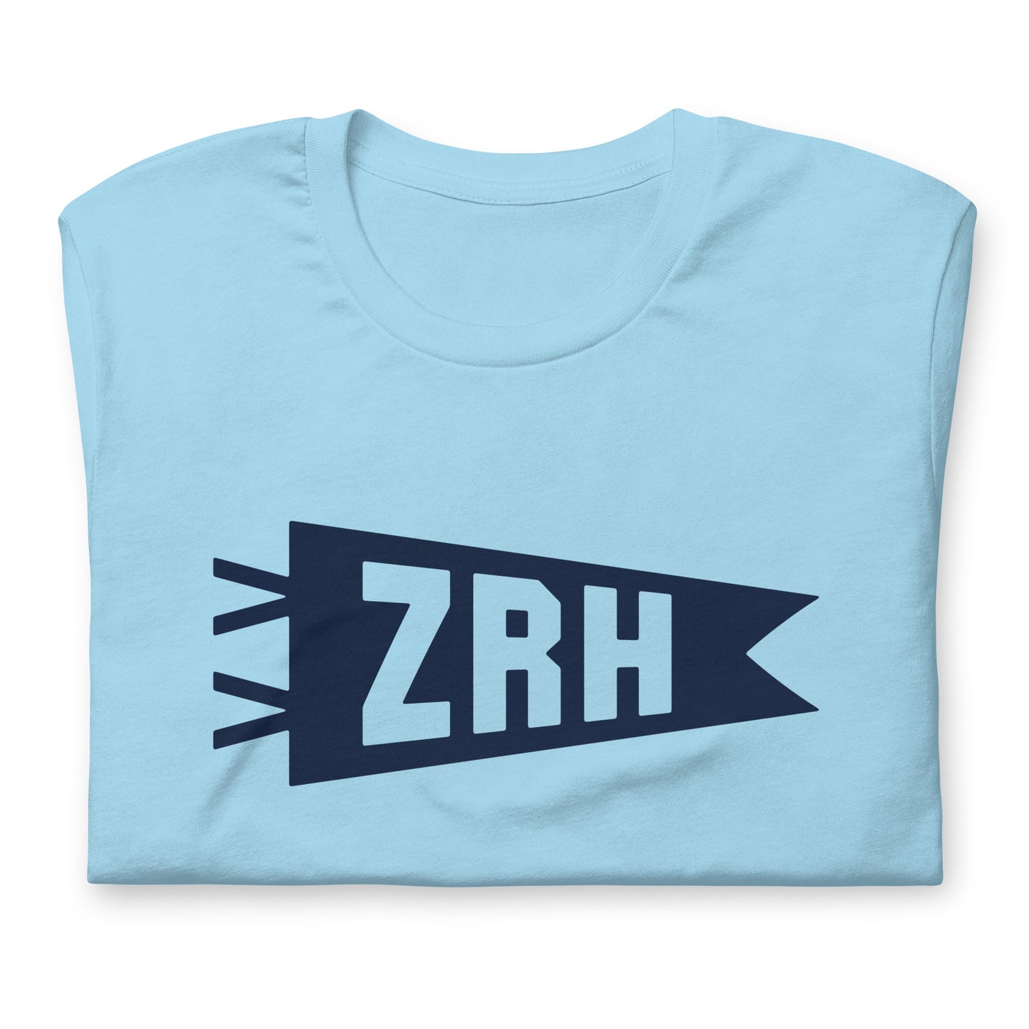 ZRH Zurich Unisex T-Shirt • Banner Design in Navy Blue • YHM Designs - Image 06