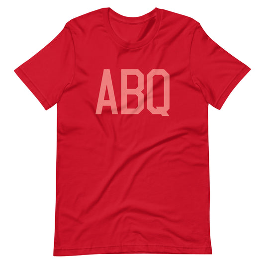 ABQ Albuquerque Unisex T-Shirt • Air Force Lettering in Salmon Pink • YHM Designs - Image 01