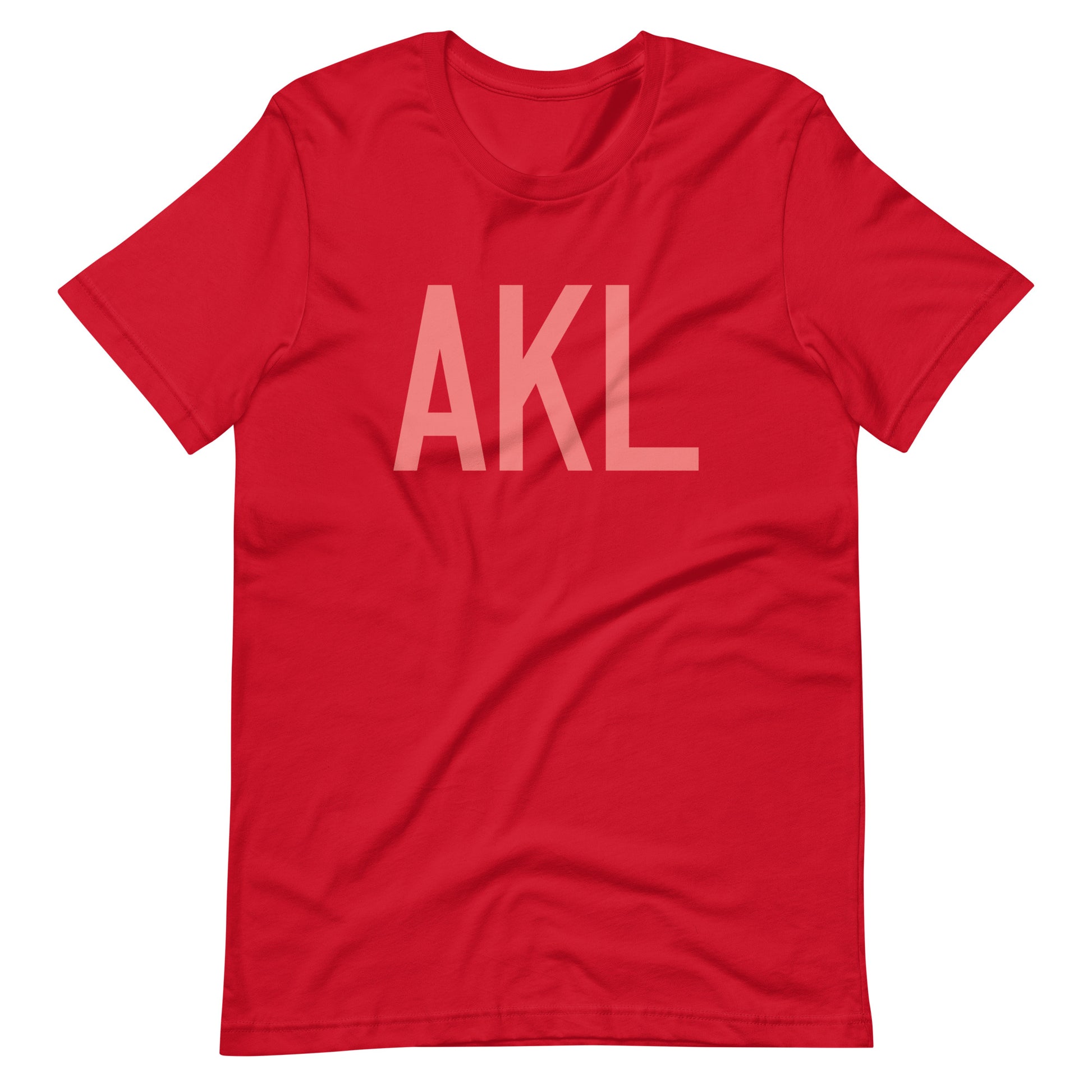 AKL Auckland Unisex T-Shirt • Air Force Lettering in Salmon Pink • YHM Designs - Image 01