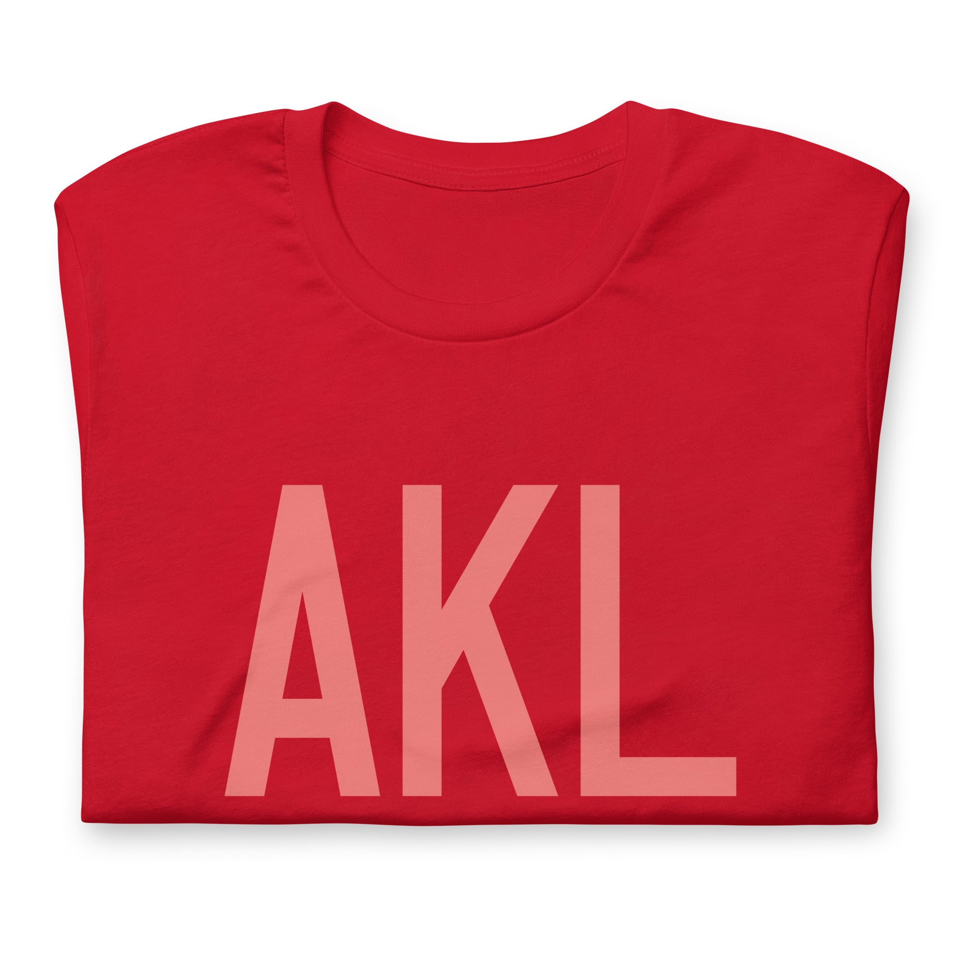 AKL Auckland Unisex T-Shirt • Air Force Lettering in Salmon Pink • YHM Designs - Image 05