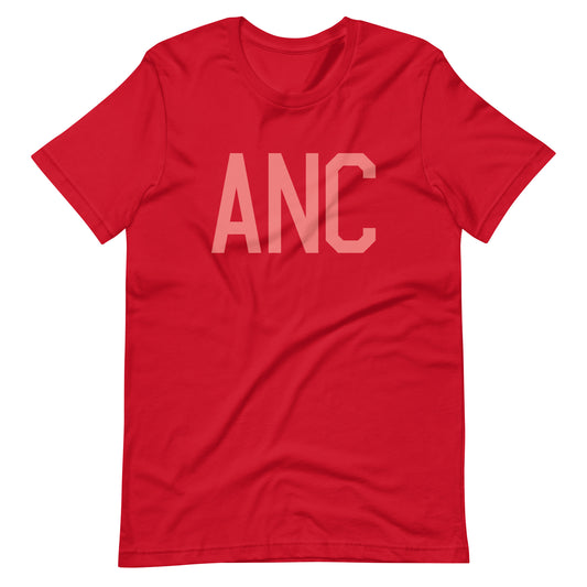 ANC Anchorage Unisex T-Shirt • Air Force Lettering in Salmon Pink • YHM Designs - Image 01