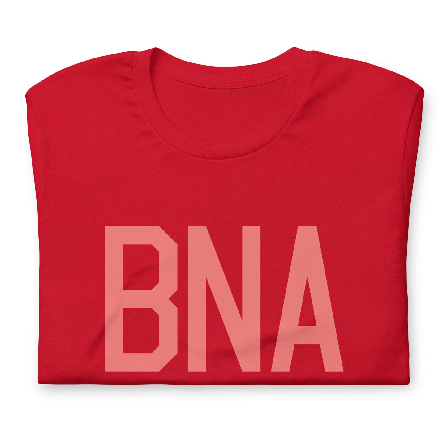 BNA Nashville Unisex T-Shirt • Air Force Lettering in Salmon Pink • YHM Designs - Image 05