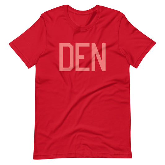 DEN Denver Unisex T-Shirt • Air Force Lettering in Salmon Pink • YHM Designs - Image 01
