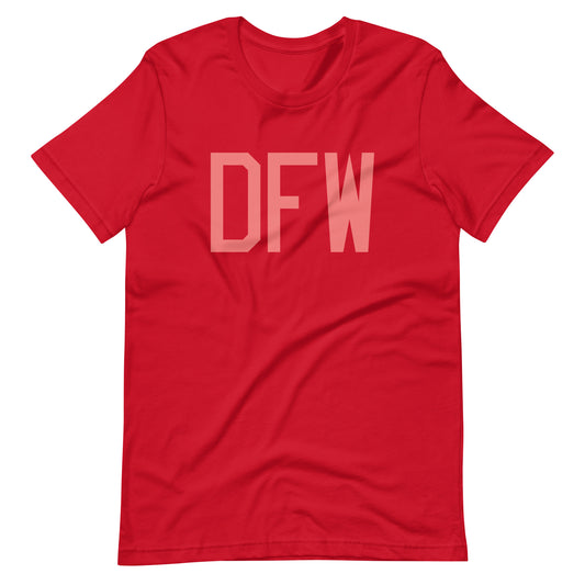 DFW Dallas Unisex T-Shirt • Air Force Lettering in Salmon Pink • YHM Designs - Image 01