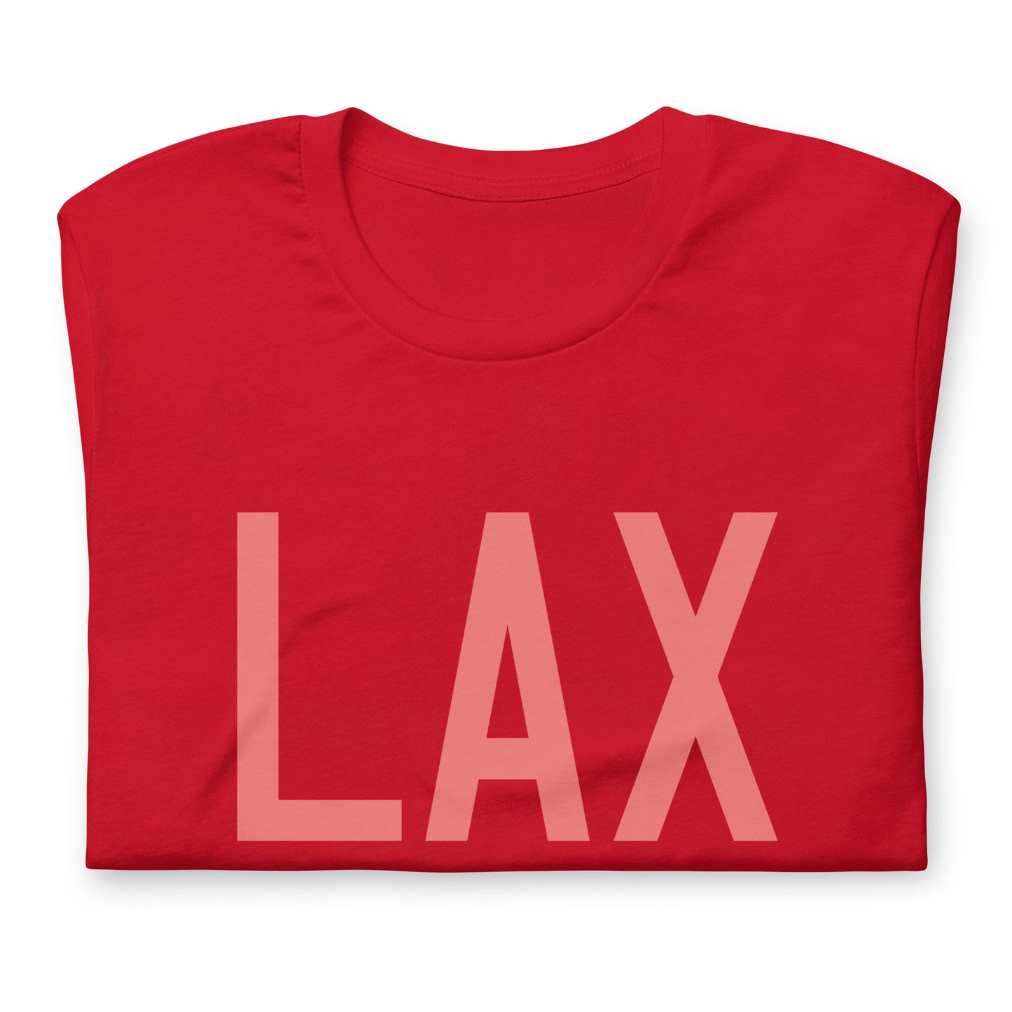 LAX Los Angeles Unisex T-Shirt • Air Force Lettering in Salmon Pink • YHM Designs - Image 05