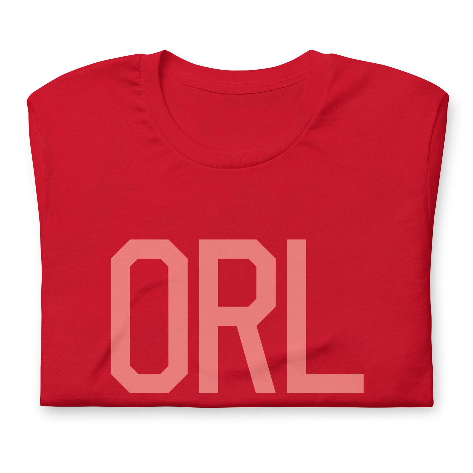 ORL Orlando Unisex T-Shirt • Air Force Lettering in Salmon Pink • YHM Designs - Image 05