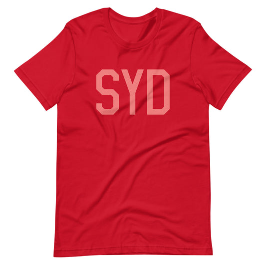 SYD Sydney Unisex T-Shirt • Air Force Lettering in Salmon Pink • YHM Designs - Image 01