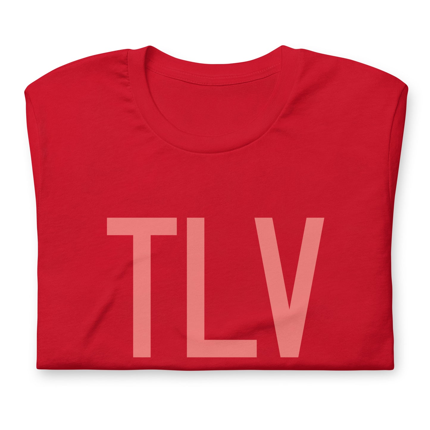 TLV Tel Aviv Unisex T-Shirt • Air Force Lettering in Salmon Pink • YHM Designs - Image 05
