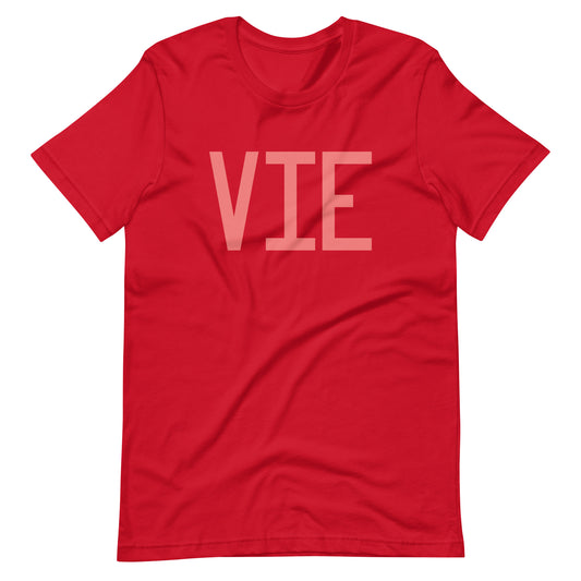 VIE Vienna Unisex T-Shirt • Air Force Lettering in Salmon Pink • YHM Designs - Image 01