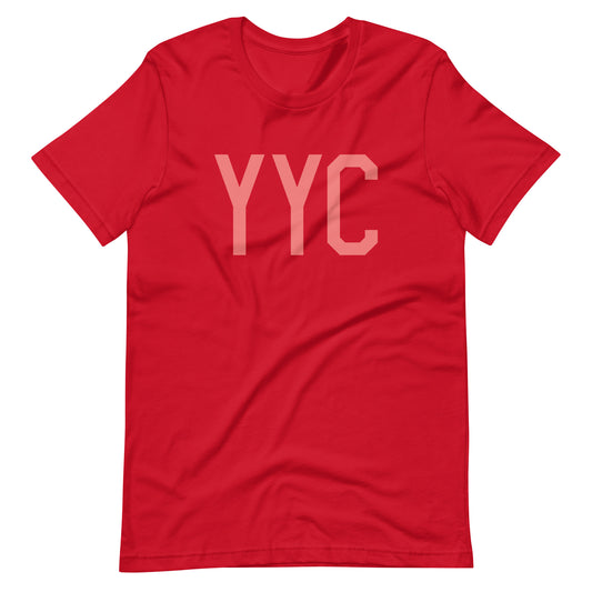 YYC Calgary Unisex T-Shirt • Air Force Lettering in Salmon Pink • YHM Designs - Image 01