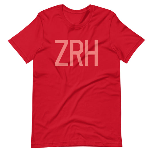 ZRH Zurich Unisex T-Shirt • Air Force Lettering in Salmon Pink • YHM Designs - Image 01