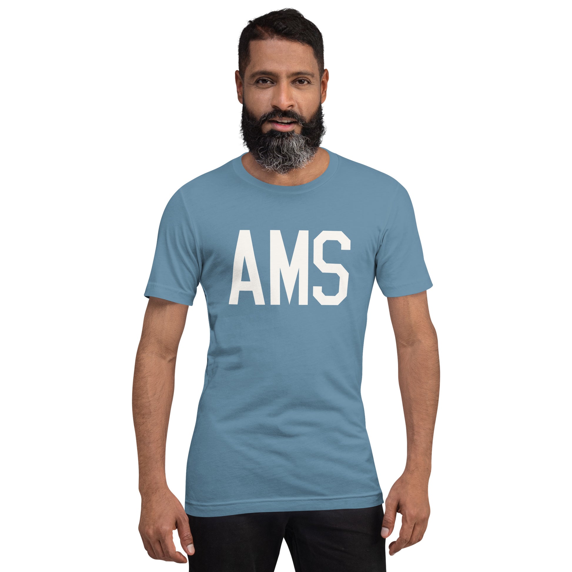 Airport Code T-Shirt - White Graphic • AMS Amsterdam • YHM Designs - Image 09