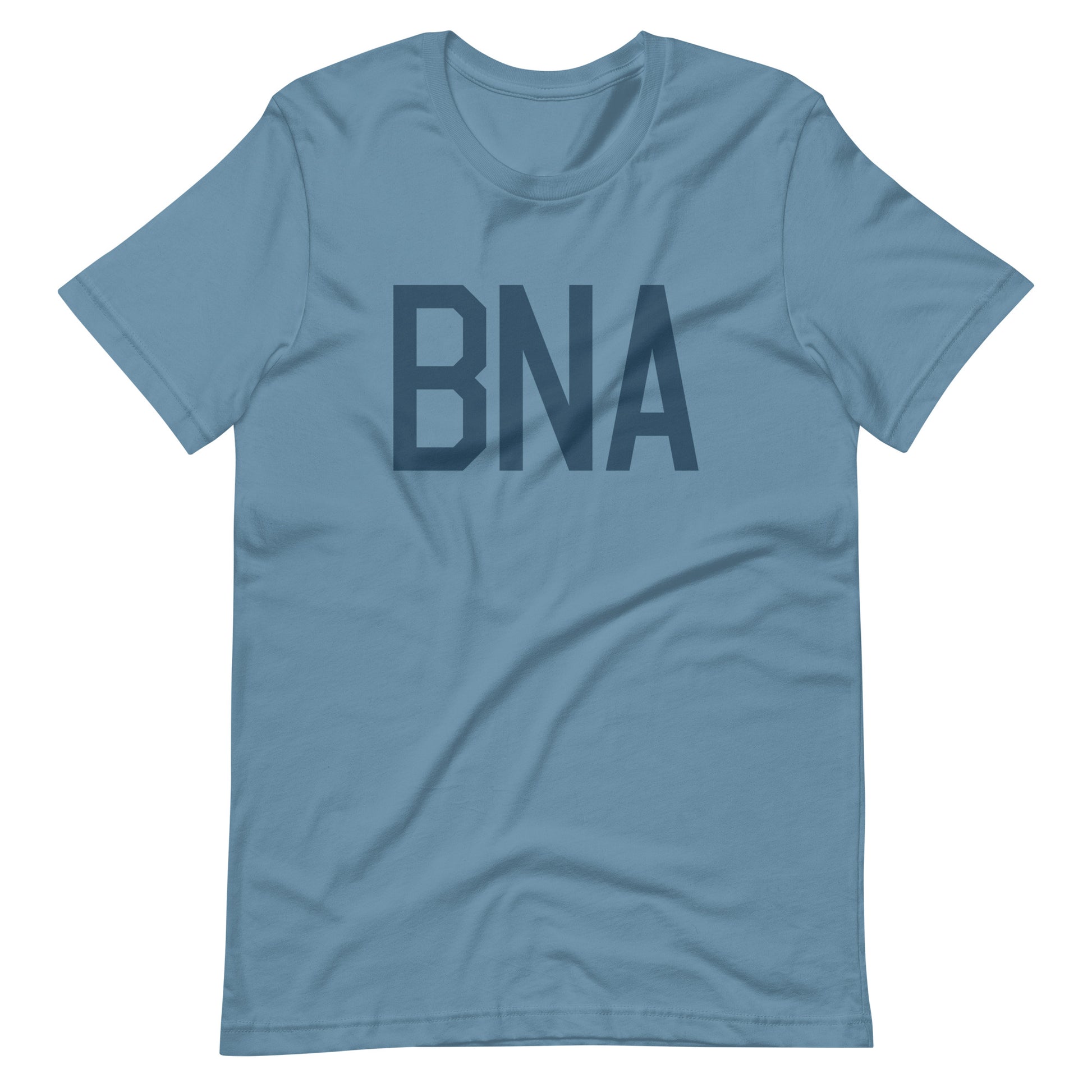 BNA Nashville Unisex T-Shirt • Air Force Lettering in Arapawa Blue • YHM Designs - Image 01
