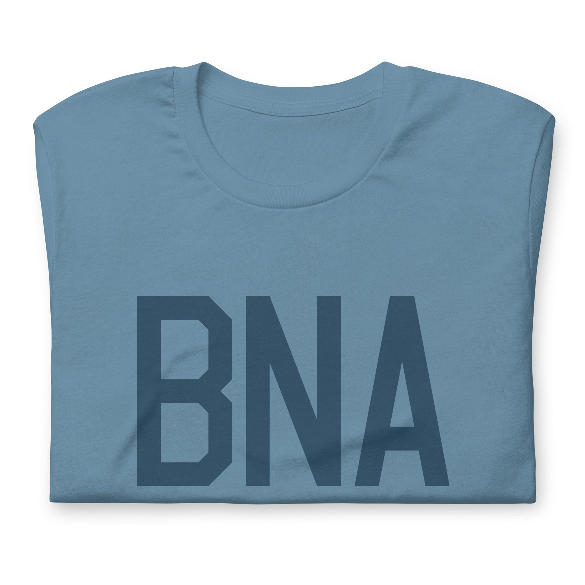 BNA Nashville Unisex T-Shirt • Air Force Lettering in Arapawa Blue • YHM Designs - Image 05