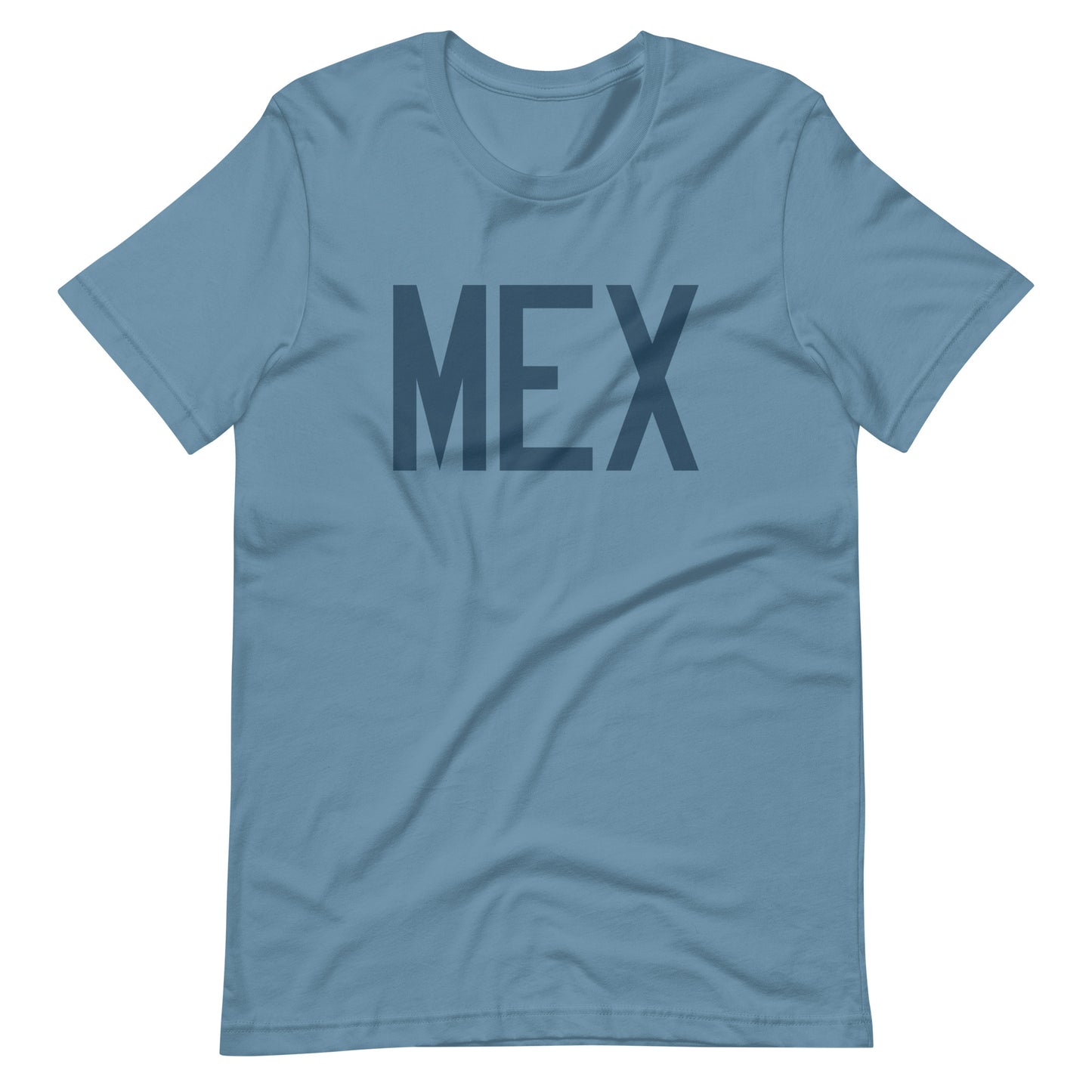 MEX Mexico City Unisex T-Shirt • Air Force Lettering in Arapawa Blue • YHM Designs - Image 01