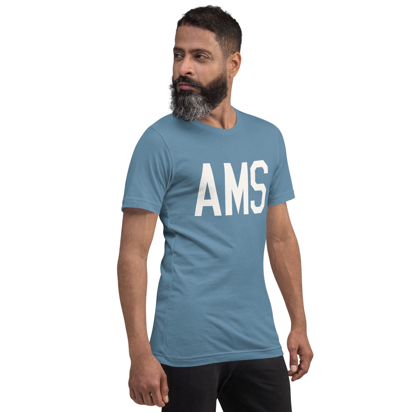 Airport Code T-Shirt - White Graphic • AMS Amsterdam • YHM Designs - Image 10