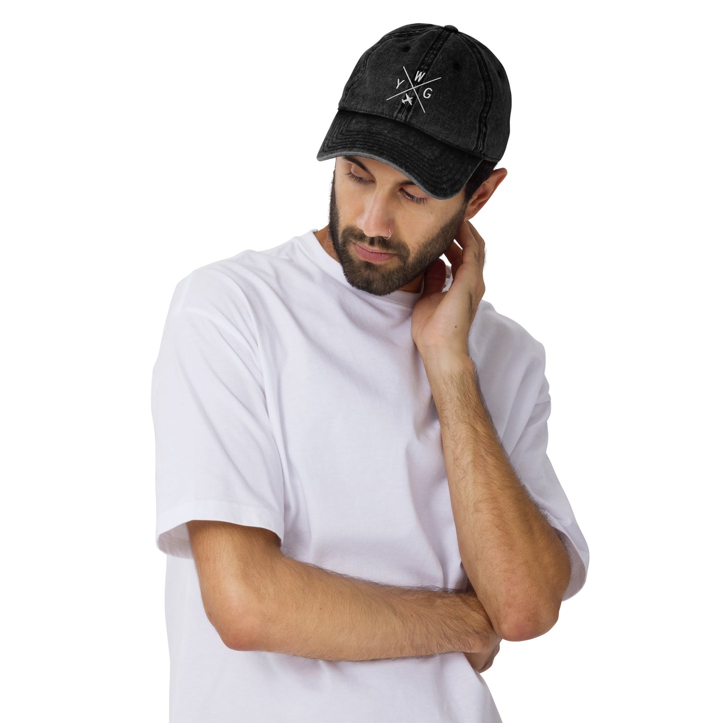 Crossed-X Cotton Twill Cap - White • YWG Winnipeg • YHM Designs - Image 02