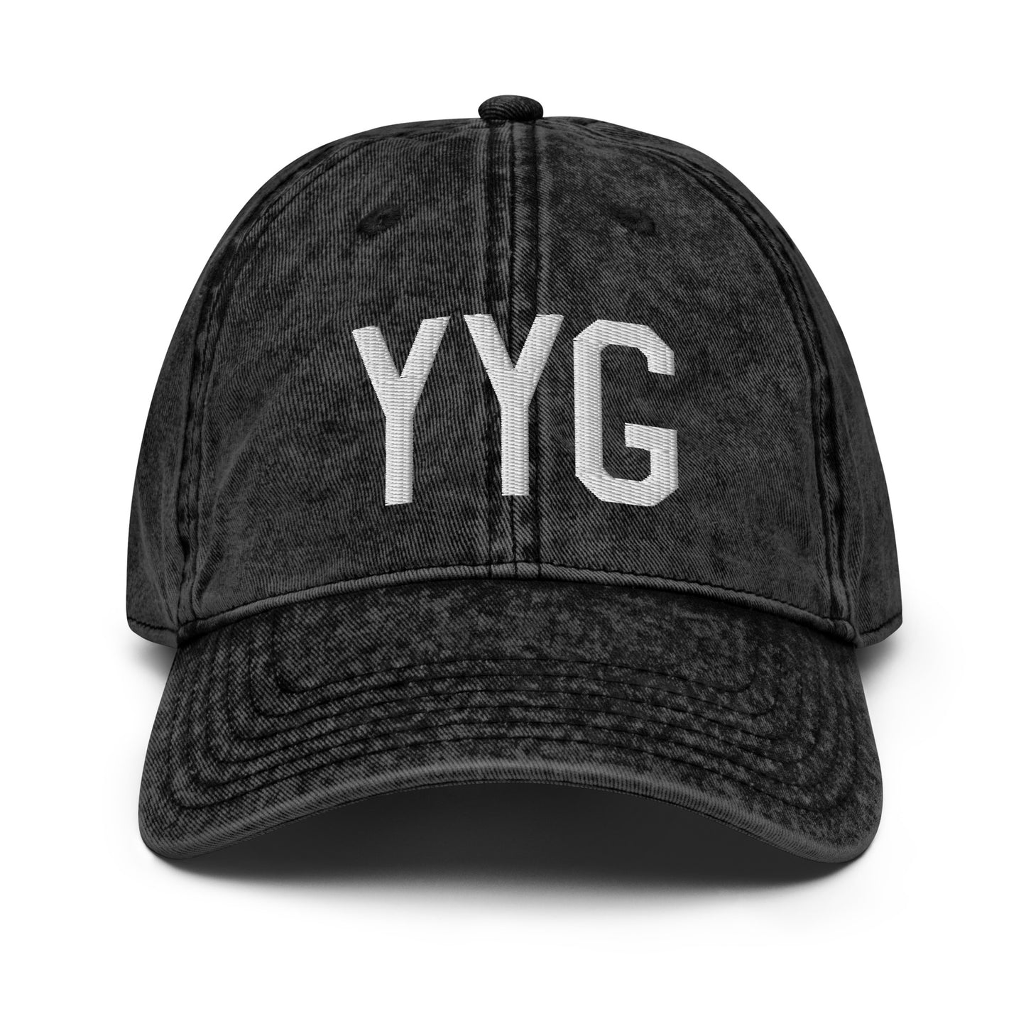 Airport Code Twill Cap - White • YYG Charlottetown • YHM Designs - Image 14