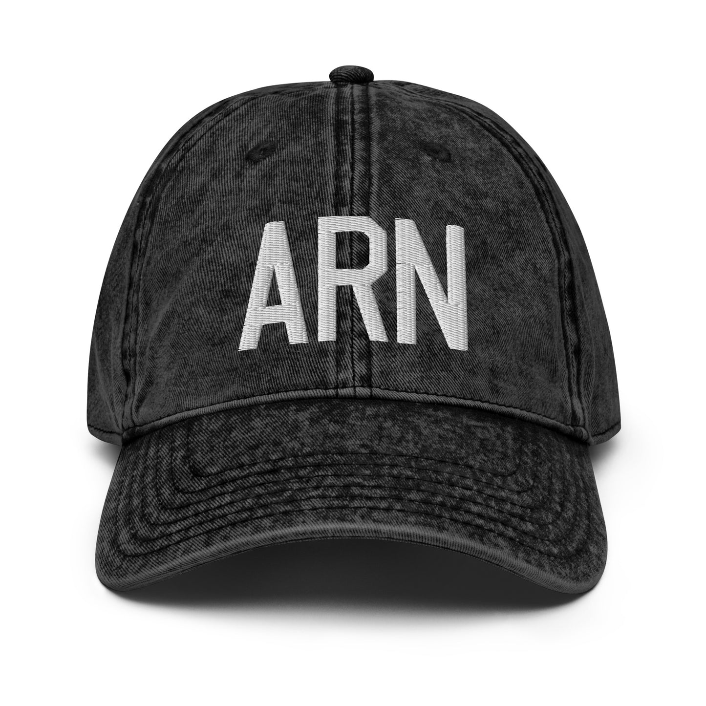 Airport Code Twill Cap - White • ARN Stockholm • YHM Designs - Image 14