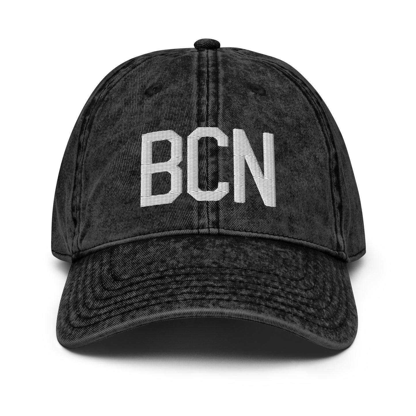 Airport Code Twill Cap - White • BCN Barcelona • YHM Designs - Image 14