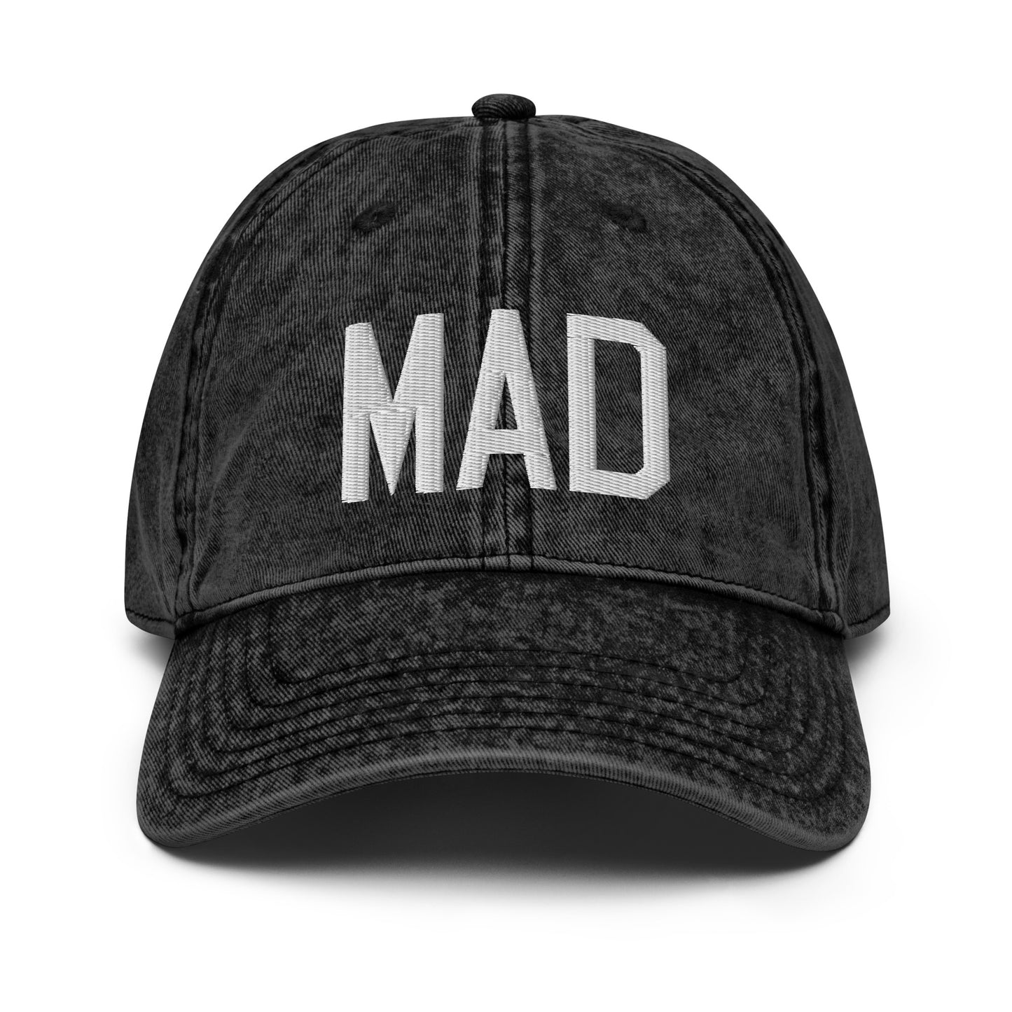 Airport Code Twill Cap - White • MAD Madrid • YHM Designs - Image 14