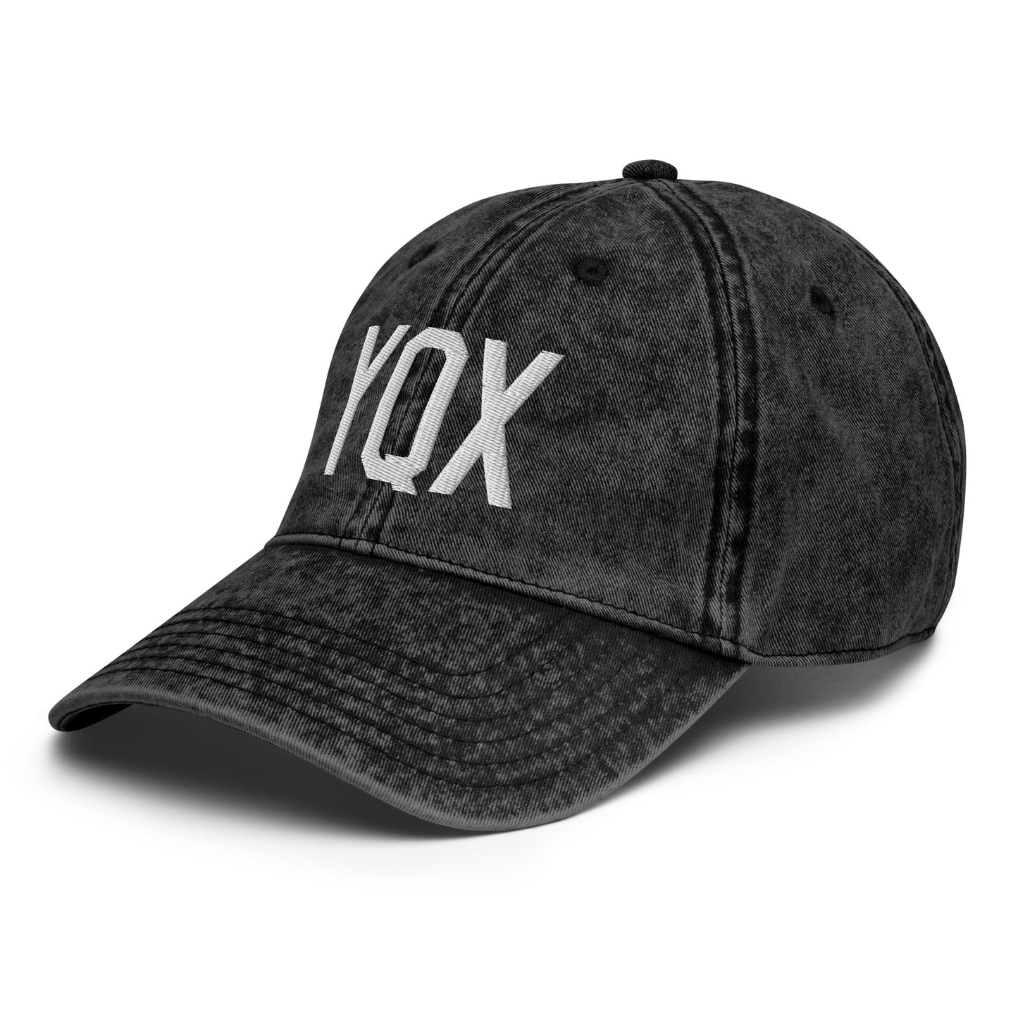 Airport Code Twill Cap - White • YQX Gander • YHM Designs - Image 01