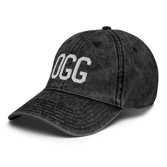 Airport Code Twill Cap - White • OGG Maui • YHM Designs - Image 01