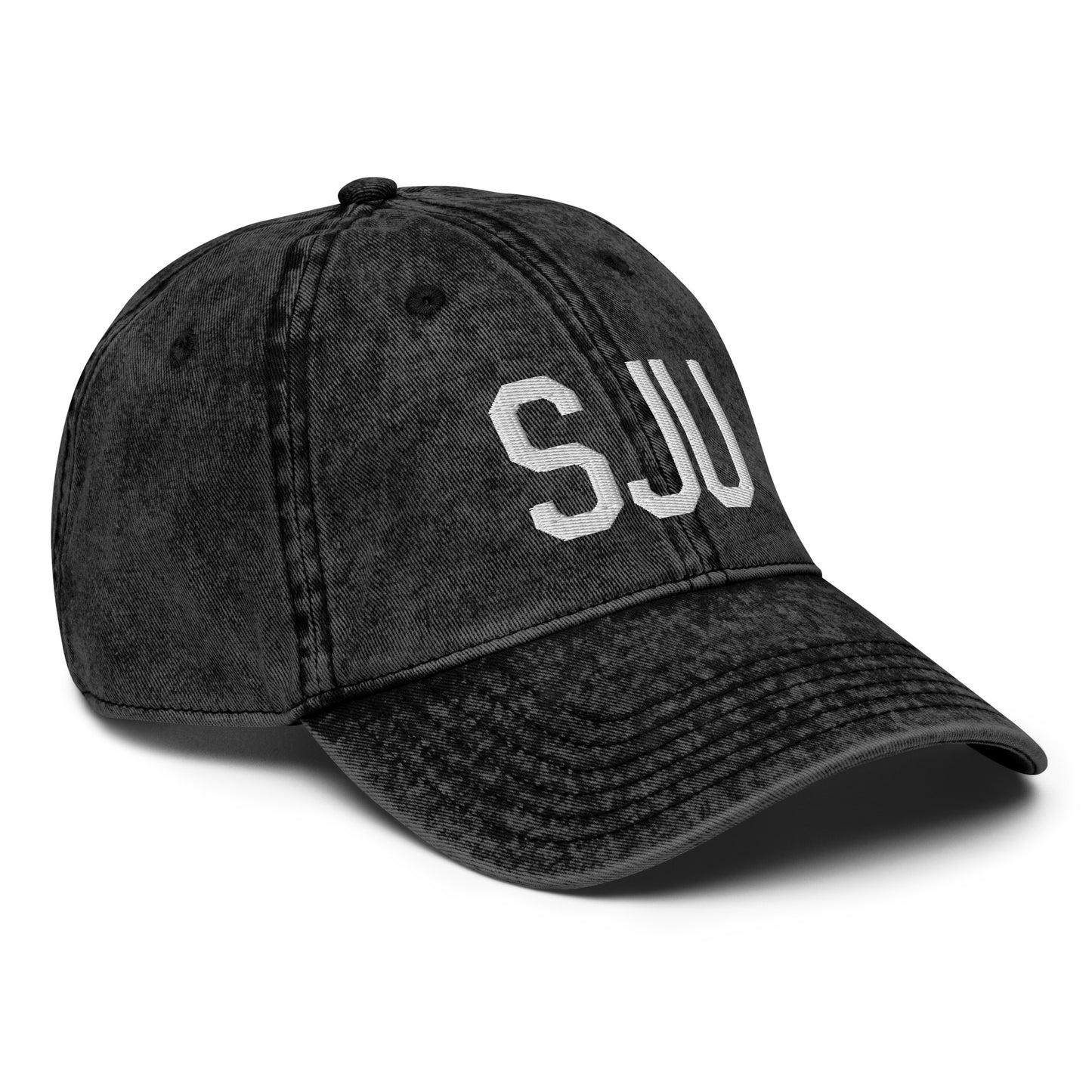 Airport Code Twill Cap - White • SJU San Juan • YHM Designs - Image 15