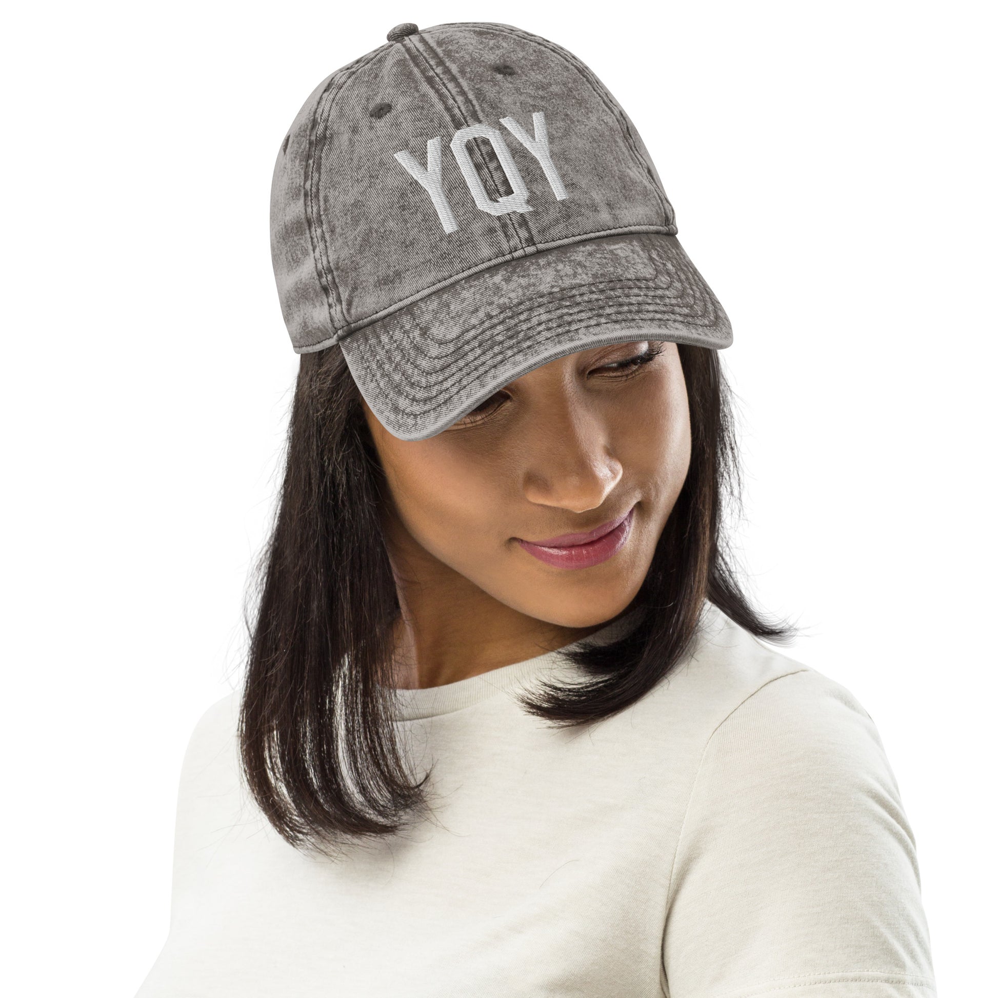 Airport Code Twill Cap - White • YQY Sydney • YHM Designs - Image 11