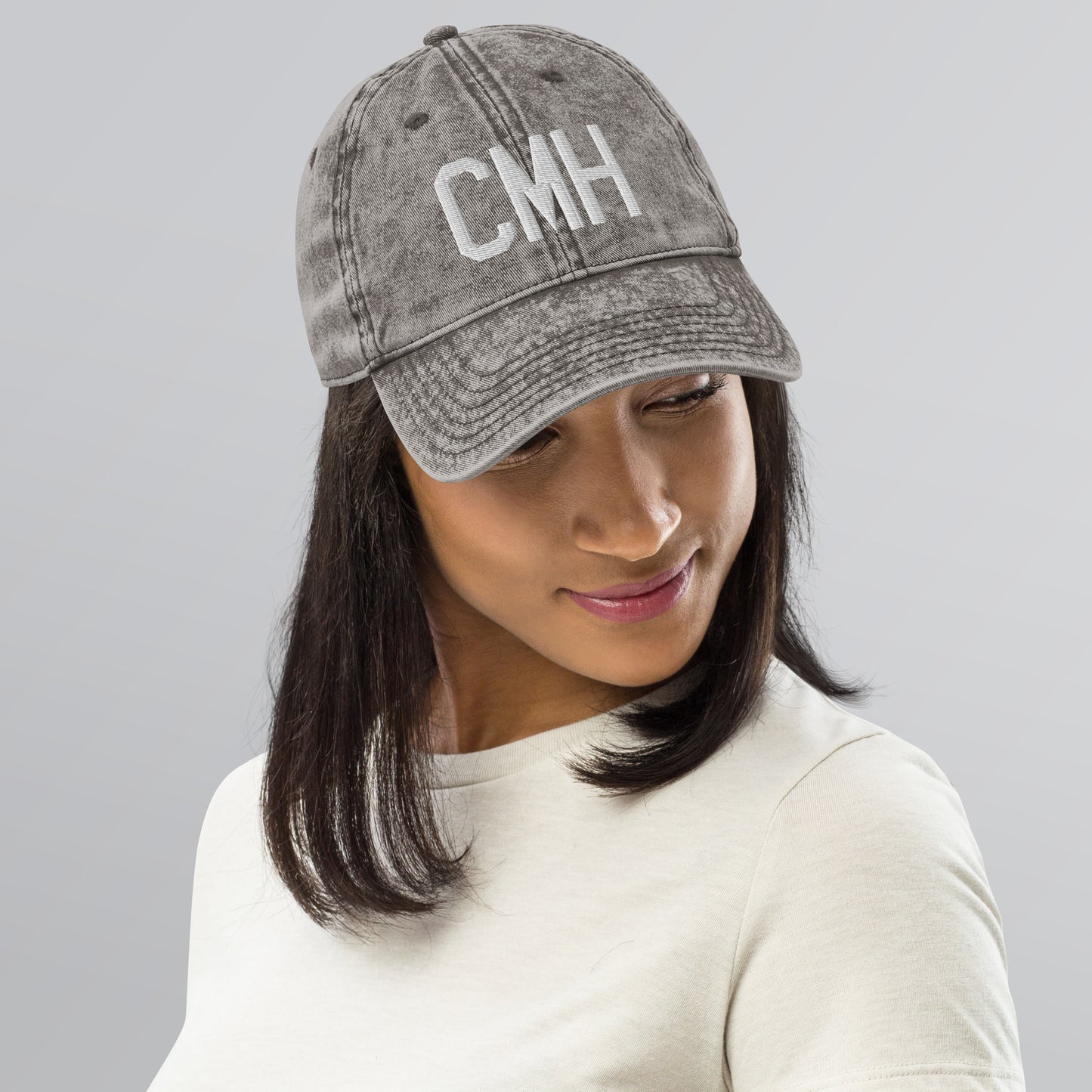 Airport Code Twill Cap - White • CMH Columbus • YHM Designs - Image 11