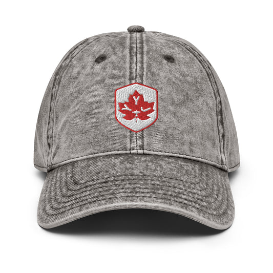 YYJ Victoria Cotton Twill Cap • Maple Leaf Shield Design - Red & White • YHM Designs - Image 02