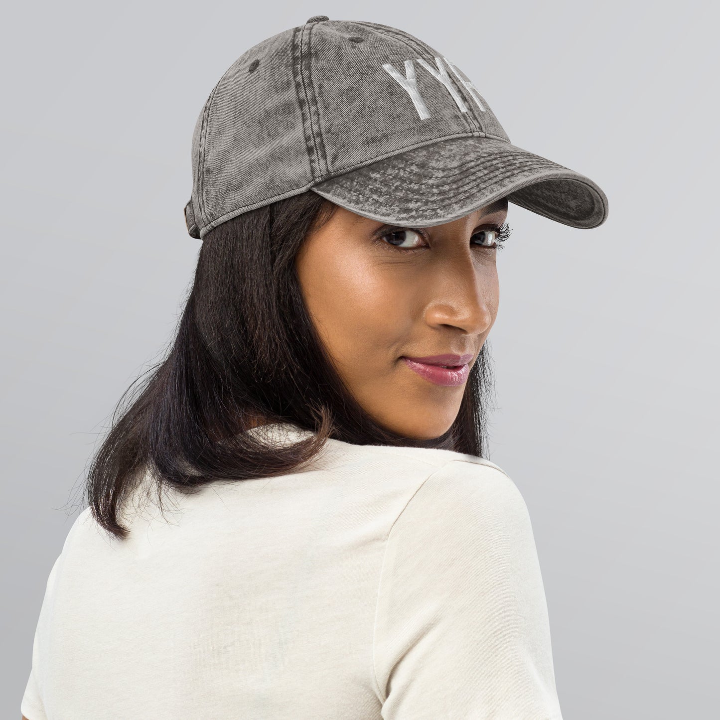 Airport Code Twill Cap - White • YYR Goose Bay • YHM Designs - Image 12