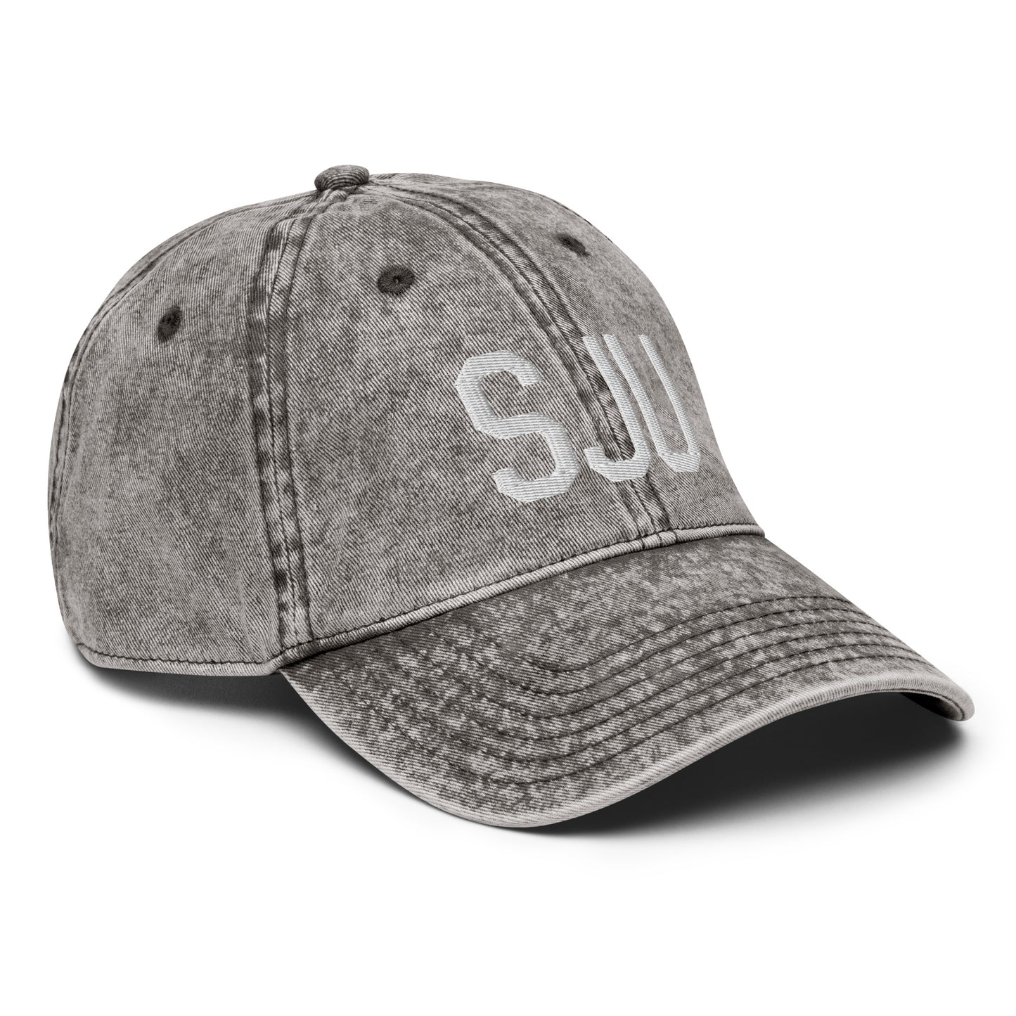 Airport Code Twill Cap - White • SJU San Juan • YHM Designs - Image 30