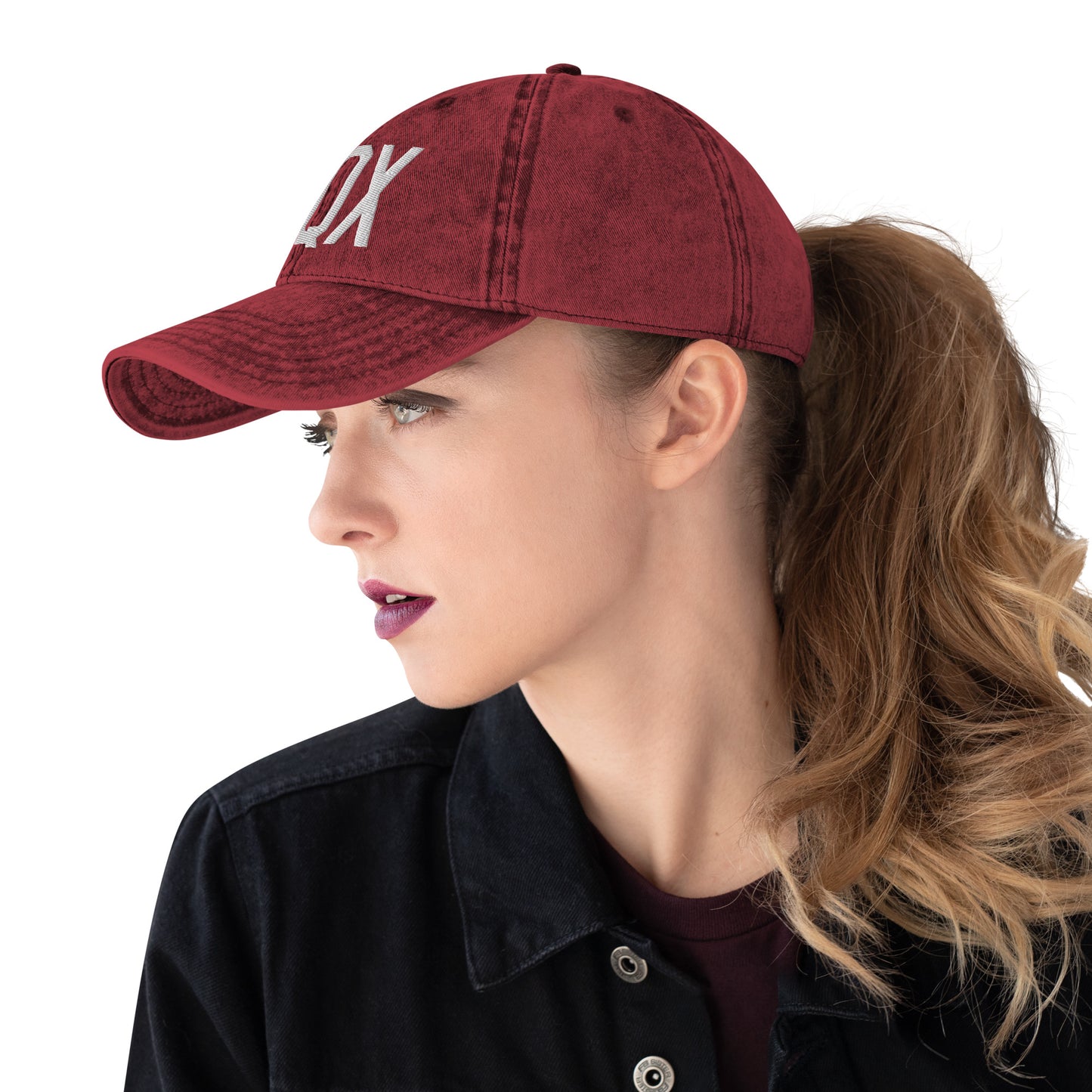 Airport Code Twill Cap - White • YQX Gander • YHM Designs - Image 06