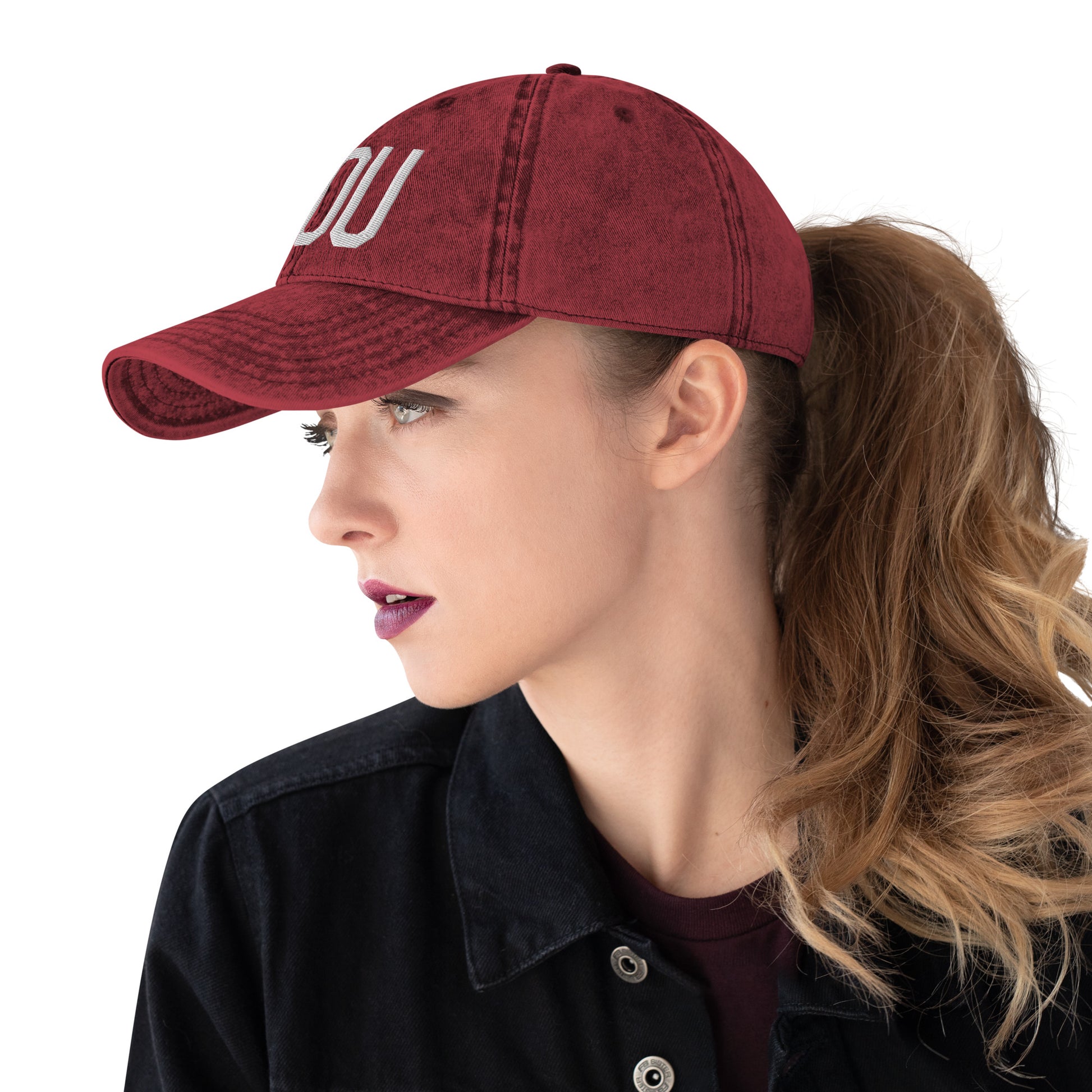 Airport Code Twill Cap - White • LOU Louisville • YHM Designs - Image 06