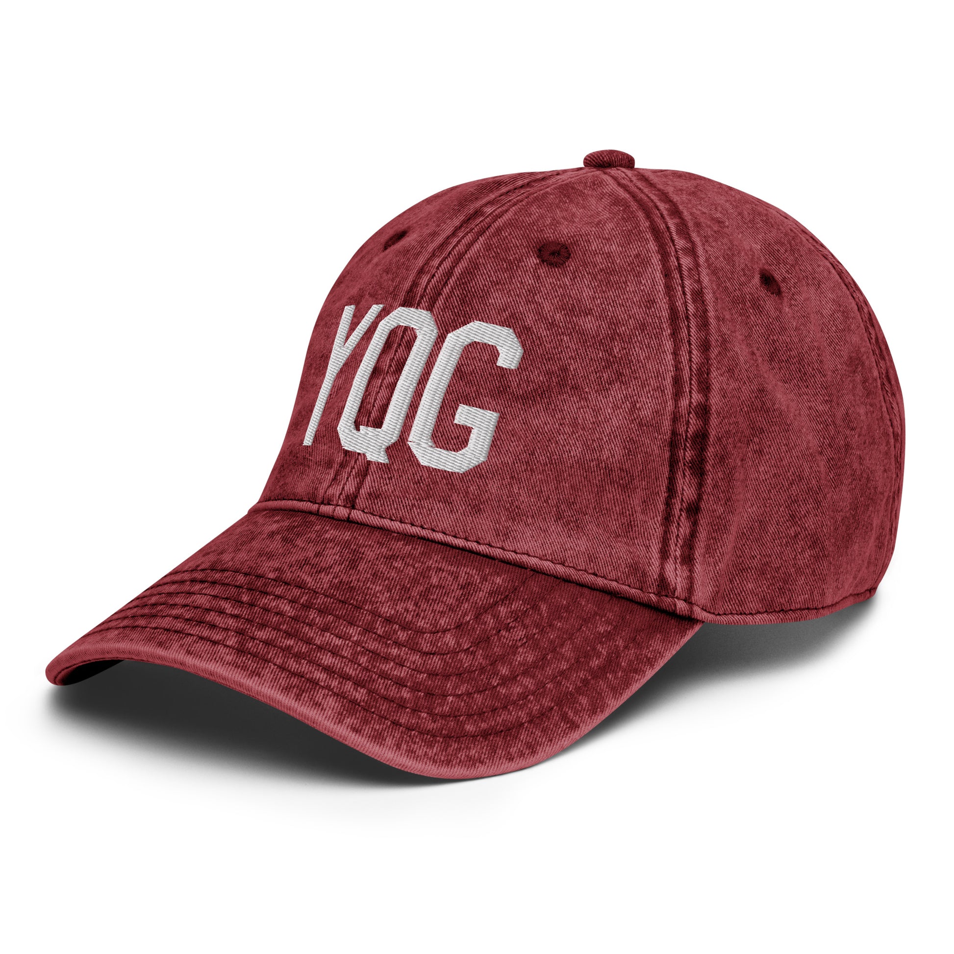 Airport Code Twill Cap - White • YQG Windsor • YHM Designs - Image 20