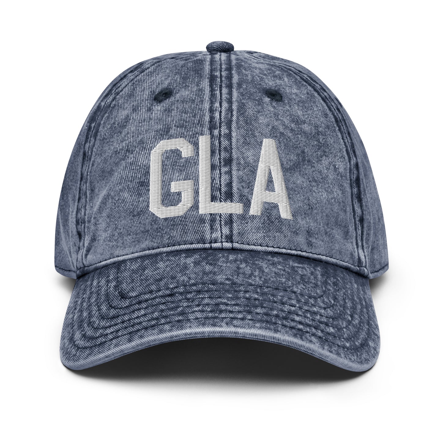 Airport Code Twill Cap - White • GLA Glasgow • YHM Designs - Image 16