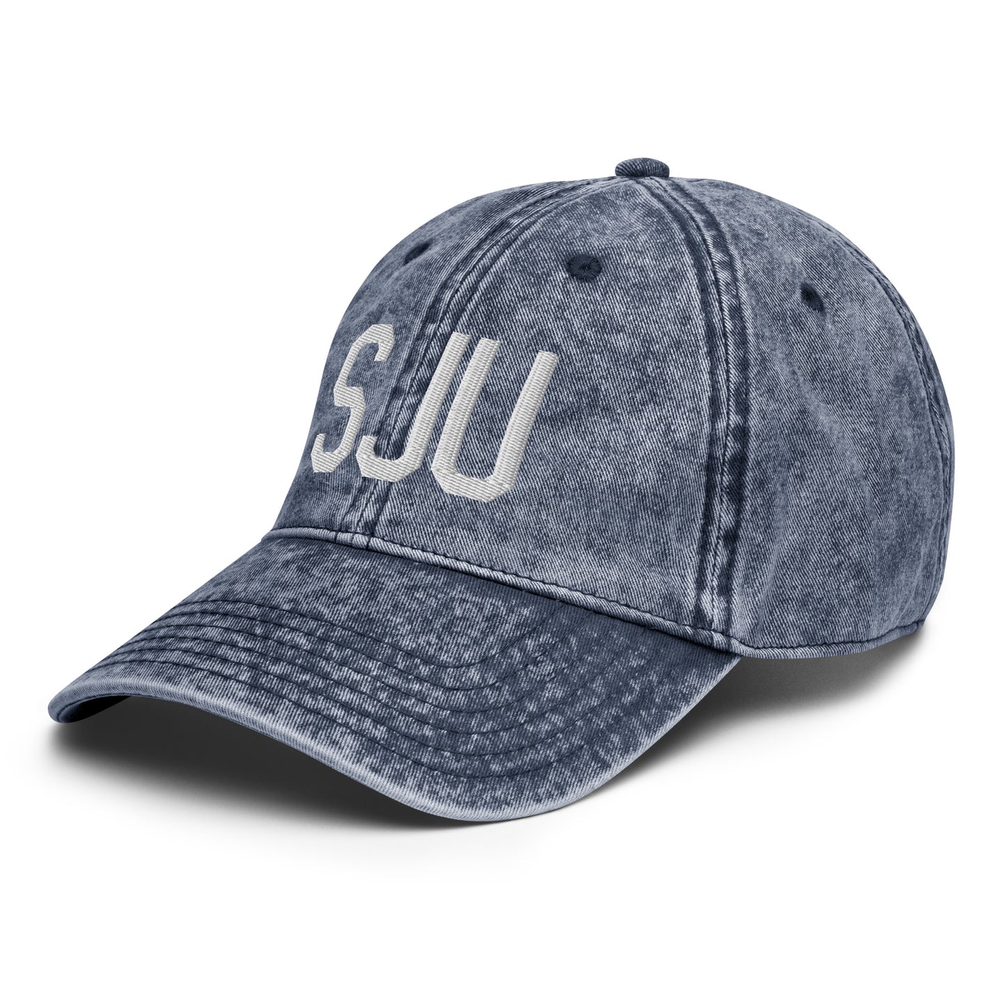 Airport Code Twill Cap - White • SJU San Juan • YHM Designs - Image 17