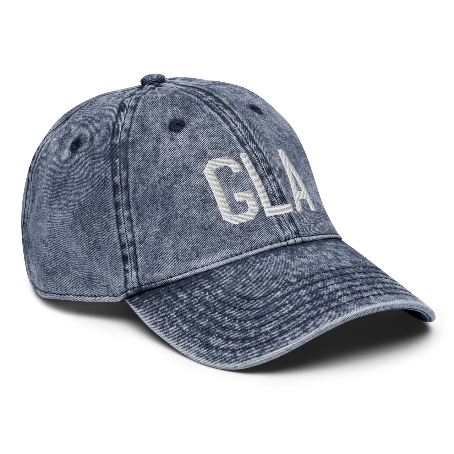 Airport Code Twill Cap - White • GLA Glasgow • YHM Designs - Image 18