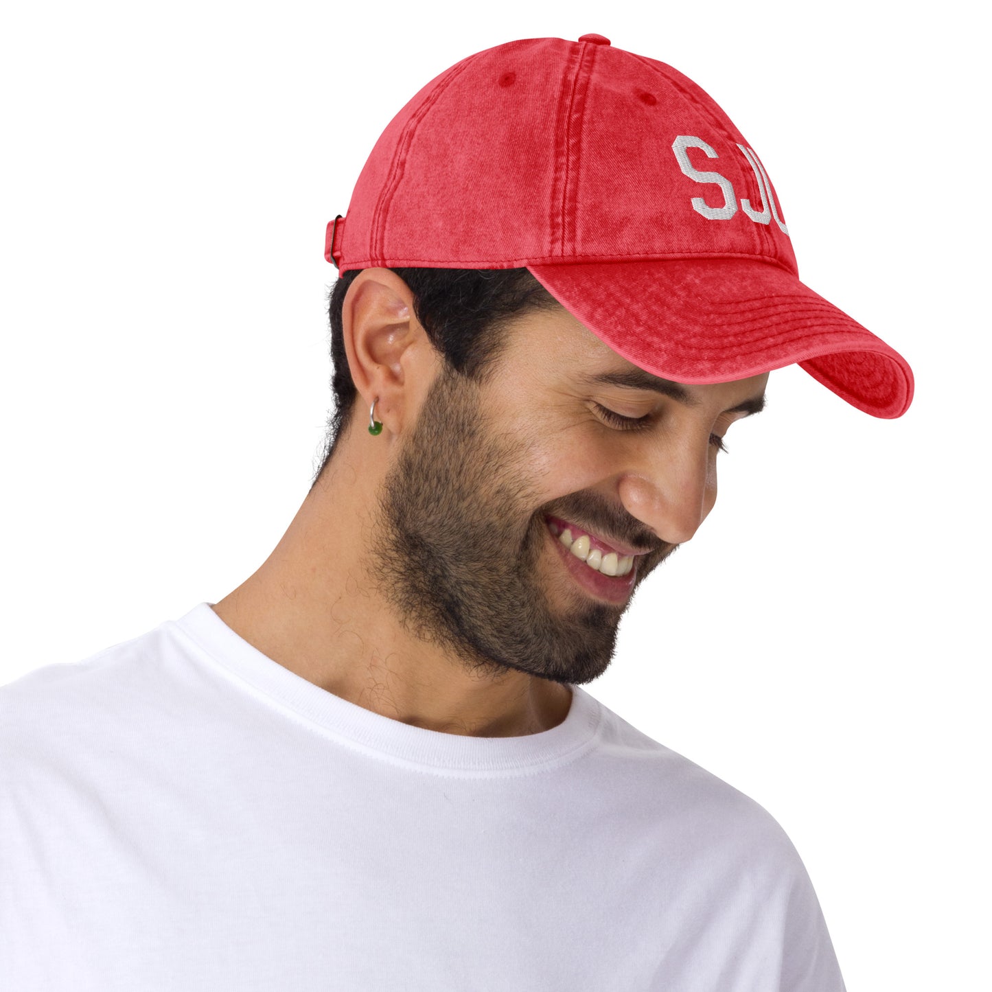 Airport Code Twill Cap - White • SJU San Juan • YHM Designs - Image 08