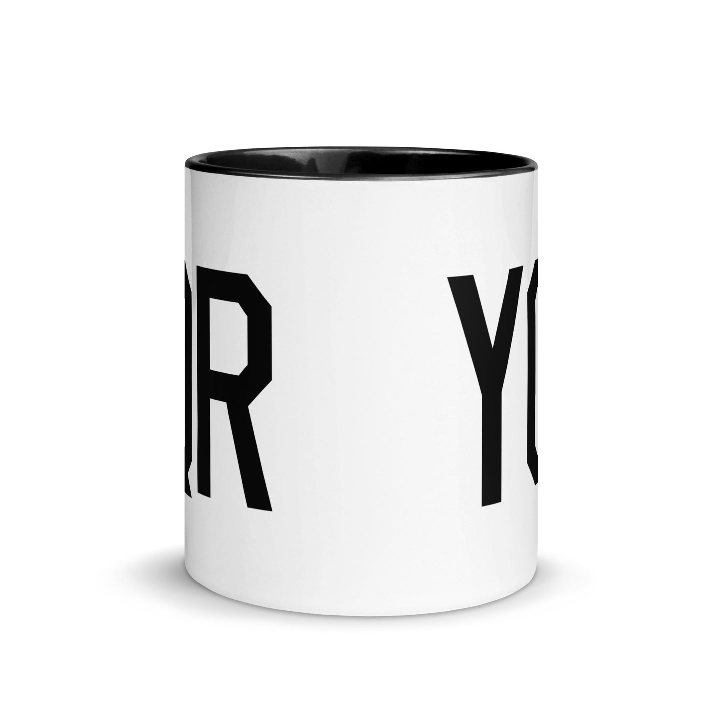 YQR Regina Coffee Mug • Air Force Lettering in Black • YHM Designs - Image 02