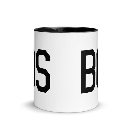 Aviation-Theme Coffee Mug - Black • BOS Boston • YHM Designs - Image 02